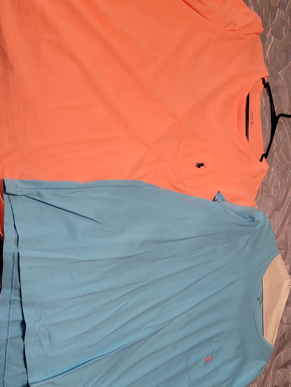 Two Polo by Ralph Lauren Men's Light Blue & Orange Pocket T-Shirt - Picture 3 of 3